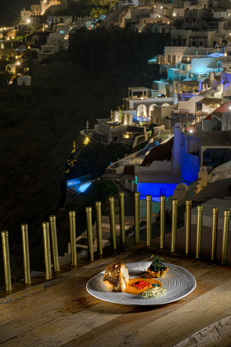 Epicurean Delights: Fine Dining in Europe by Superyacht - The restaurant has a panoramic view of Santorini