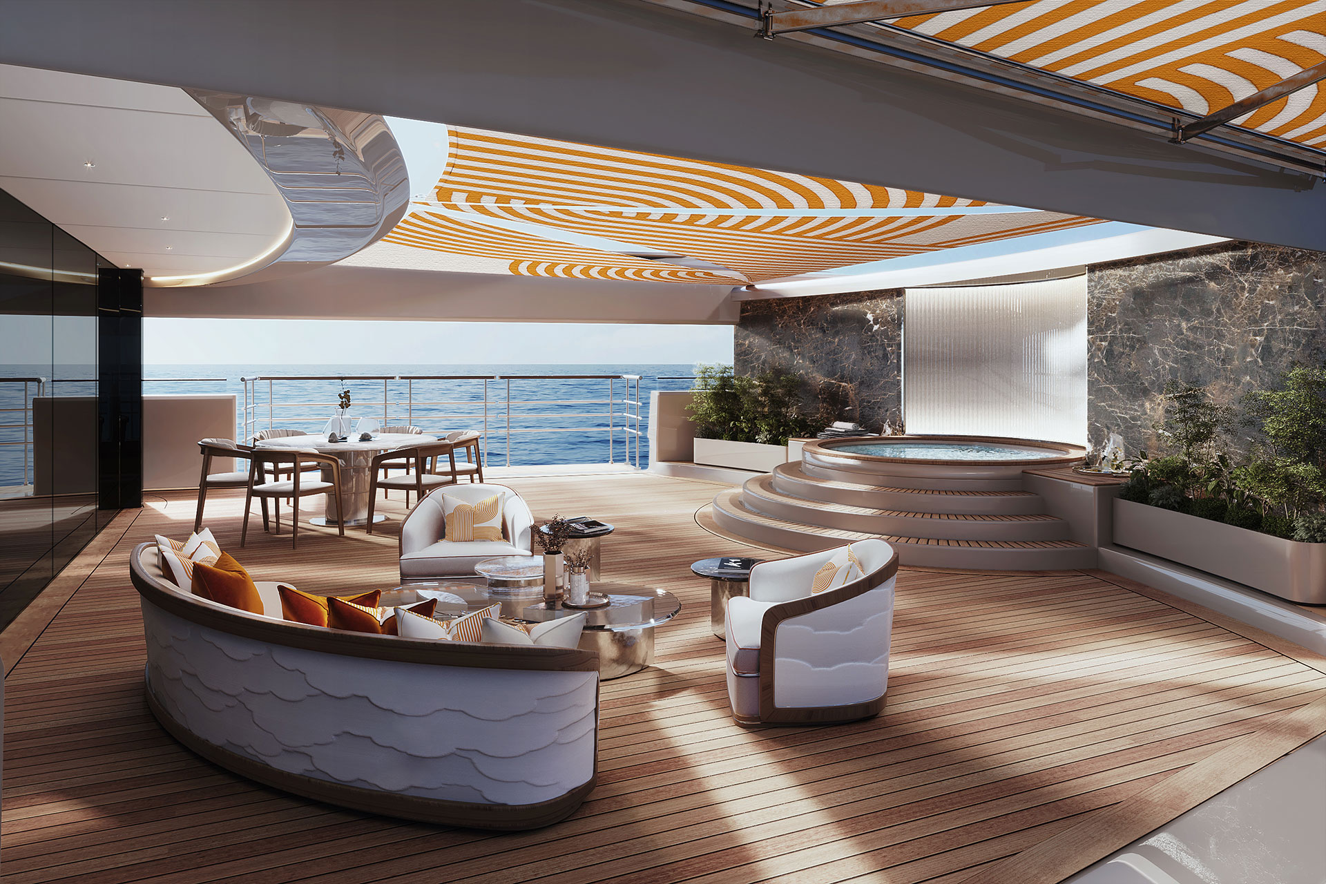 Kyriakos Mourtzouchos Technical Manager PrivatSea – A render of a luxurious superyacht deck