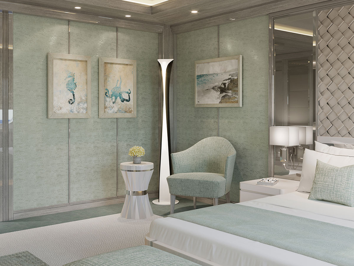Kyriakos Mourtzouchos Technical Manager PrivatSea – A render of a superyacht bedroom